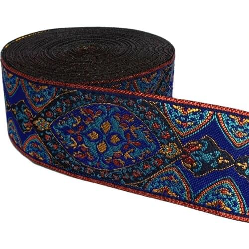 ZERZEEMOOY 2" 5CM 10 YARD Woven Jacquard Ribbon Trims Geometric Totem Pattern For Curtain And Clothing Accessory MZZD19032802