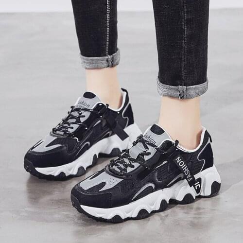 2020 Shoes Woman Korean Platform Sneakers Fashion PU Mesh Wedge Sneakers Casual Spring/Autumn Zapatillas Mujer Tenis Feminino