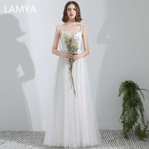 LAMYA White V Neck Simple Party Dress Sexy Long Evening Dresses Customized Cheap Elegant Formal Dress Gown Robe De Soiree