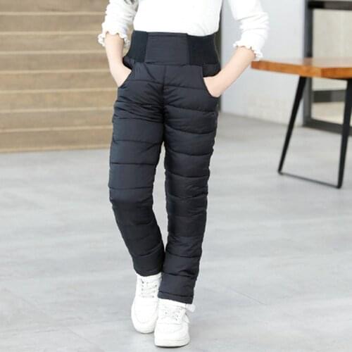 Winter Pants Kid Boys Girls Cotton Padded Thick Warm Toddler Trousers Waterproof Ski Pants High Waist Leggings Baby HPY043