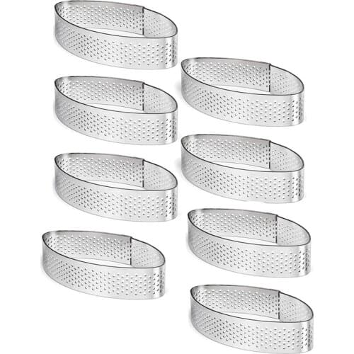 8 Pack Stainless Steel Tart Rings,Heat-Resistant Perforated Cake Mousse Ring,Cake Ring Mold Baking Tools