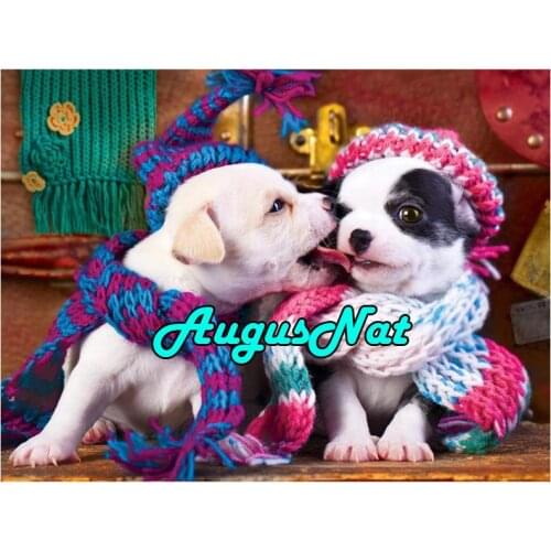 Puppy diamond painting full square dogs mosaic beads embroidery painting sequin picture diamant draw tapestry pearl animals kiss