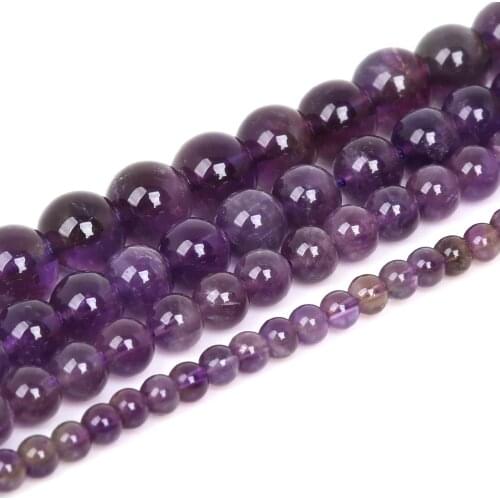 New Arrival 4/6/8/10mm Natural Stone Gorgeous Amythest Loose Stone Beads For DIY Jewelry Necklaces & Bracelets Making