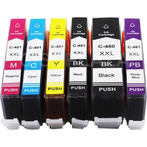 CISSPLAZA 6pcs 480 CLI-481 PGI480 CLI481 ink cartridge compatible for canon PIXMA TS8140 TS9140 printer ink cartridge