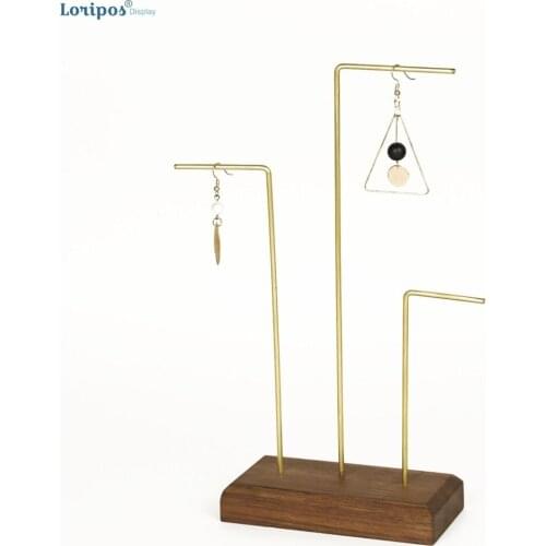 Walnut Wooden Jewelry Rack Display Holder Jewelry Rack Earrings Hanger Rack Ear Nails Bracelet Necklace Display Hanging Stand