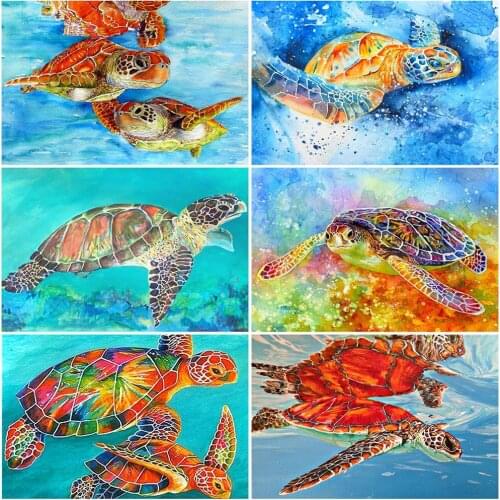 EverShine DIY Diamond Embroidery Animal Full Drill Square Diamond Painting Sea Turtle Rhinestones Mosaic Cross Stitch Wall Art