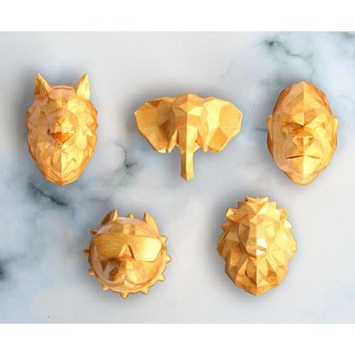 Geometry Elephant Lion Wolf Head Concrete Silicone Molds Orangutan Head DIY Aromatherapy Plaster Mould Handmake Clay Crafts