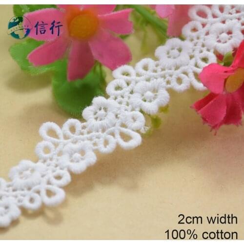 2cm width Cotton embroid lace sewing ribbon guipure trims or fabric warp knitting DIY Garment Accessories free shipping#3616