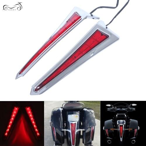 Motorcycle Chrome Saddlebag LED Lights Rear Brake Accents Extensions For Victory X Country Tour 2012 2013 2014 2015 2016 2017