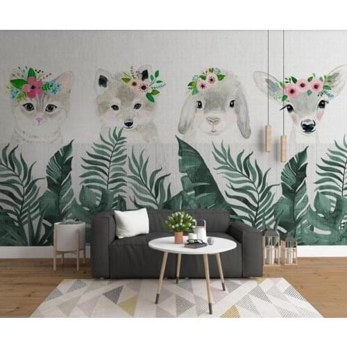 Bacal custom 3D wallpaper mural animal green plant childrens room background wall bedroom decor painting wall huda beauty
