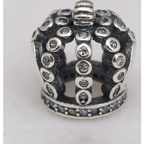 Authentic S925 DIY Jewelry Fairytale Crown Charms fit Lady Bracelet Bangle
