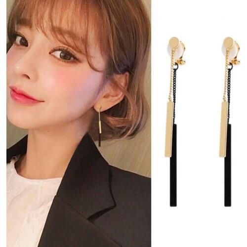 JIOFREE 2018 New Long Tassel Clip on Earrings No Pierced for Women Party Wedding Luxury Bride No Hole Earrings High Quality