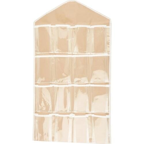Wardrobes Storage Bag Lattice Wall Hanging Closet Underwear Socks 16 Pockets Clear Over Door Hanging Bag Shoe Rack Organizer