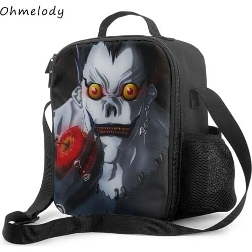 Death Note Anime Boys Girls Lunch Bags for School Cartoon Insulated Crossbody Work Lunch Bags Cooler Bag for Picnic Hiking Party