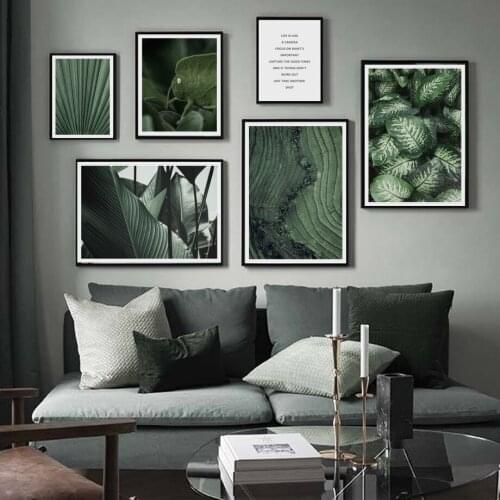 Terraces Green plant Big Leaves Quotes Wall Art Canvas Painting Nordic Posters And Prints Wall Pictures For Living Room Decor