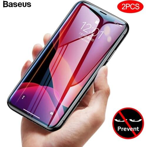 Baseus 2Pcs 0.23mm Full Screen Protector For iPhone 11 Pro Max Privacy Protection Cover Tempered Glass Film For iPhone Xs Max Xr