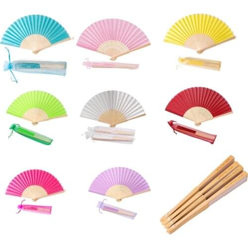 10pcs/30pcs Personalized Engraved Silk Hand Fan Wedding Fold Fan Vintage Fans Customized Wedding Favor
