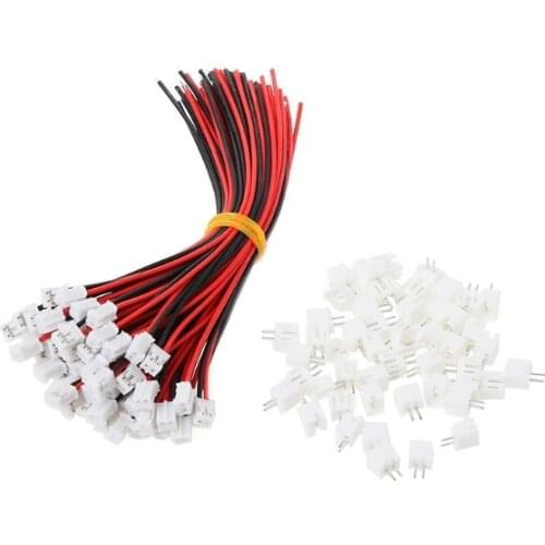 50 SETS Mini Micro JST 2.0 PH 2-Pin Connector Plug with Wires Cables 120MM 26AWG Drop Shipping