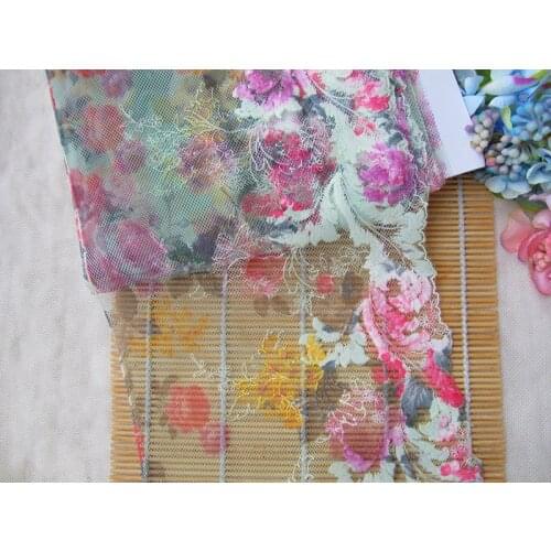 2Yards Floral Embroidery Lace Trim Tulle Net Floral Fabric for Bra Lingerie Underwear Home Textile Dress Decorations DIY 20cm