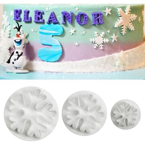 3 pcs Sugarcraft Cake Decorating Tools Fondant Plunger Cutters Tools Cookie Biscuit Cake Snowflake Mold Set Baking Accessories