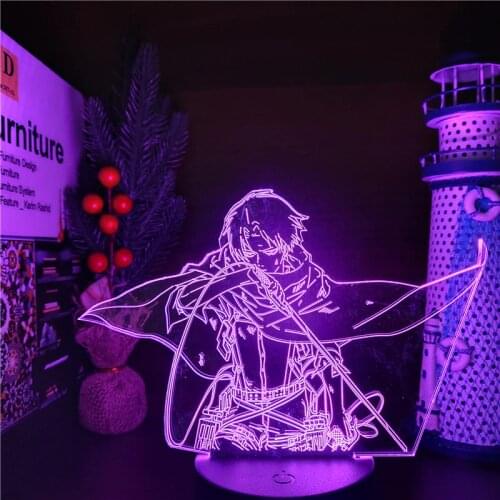 Attack On Titans 3D Lamp Levi Ackerman Action Figure LED Optical IllusionLight Anime Night Light Kids Bedroom Decor Table Lamp
