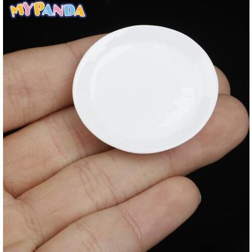 4PCS 1:12 Dollhouse Miniatures White Round Dishes Plate Kitchen Accessories Toys