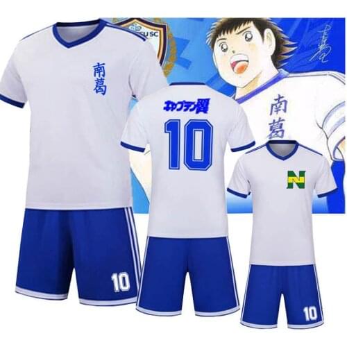 Anime Captain Tsubasa Cosplay Costume No.10 Ozora Tsubasa Football Jersey Top+Shorts Suit Jerseys Halloween For Children Adult