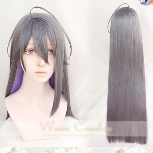 Hypnosismic Division Rap Battle DRB Long Straight 80cm Cosplay Wig JAKURAI JINGUJI ill-DOC Gray Hair+One Cap