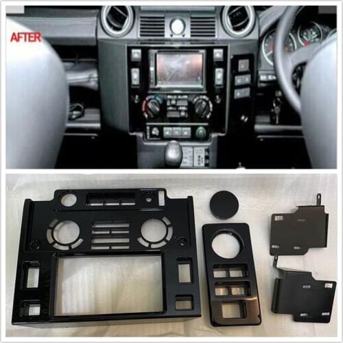Defender 90 110 Center Dash Console Nav Head Unit Fascia Panel Set 2 Din Cover For Land Rover