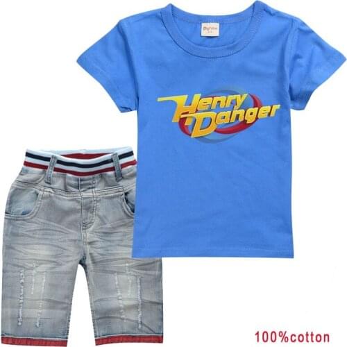 Henry Danger Cartoon Print Boys Clothes Henry Boys summer Clothes Sets Fashion kids clothes boys Denim boutique kids clothing