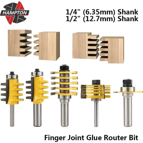 Hampton 1/4" 1/2" Shank Finger Joint Glue Router Bit For Wood Tenon Cutter T Slot Router Bit Carbide Milling Cutter EngravingBit