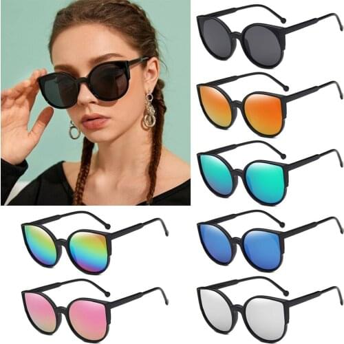 Classic Cat Eye Shape Women‘s Sunglasses Super Light PC Frame Sun Glasses Colorful Reflective Coated UV400 Protection Eyewear