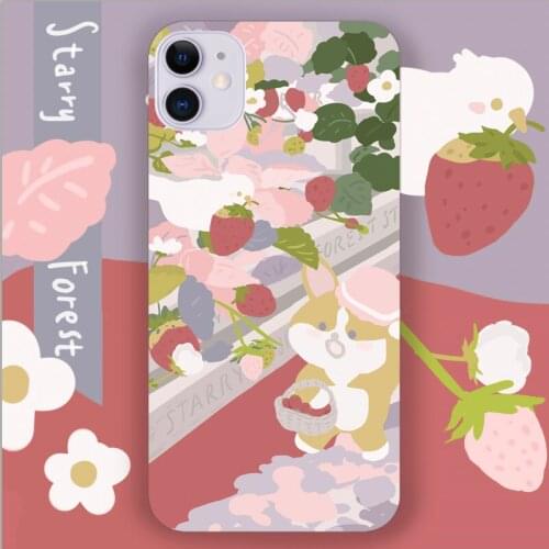 Strawberry illustrated beautiful cute case for iPhone 11 pro max 8p 7p XS XR mobile shell protector
