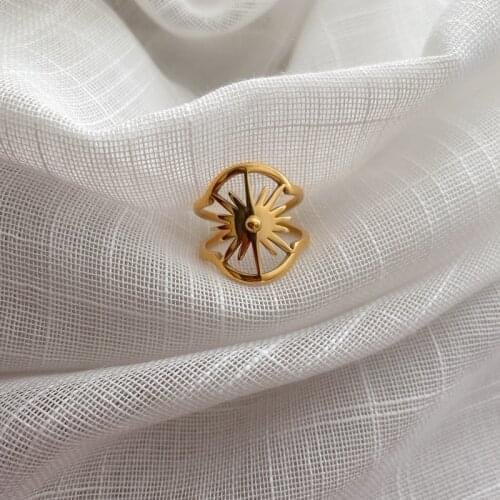 North star statement ring for women stainless steel gold cocktail rings vintage wholesale items women accessories 2021