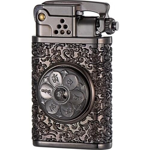 Six-character Mantra Armor Brass Kerosene Lighter Creative Gifts Mens Gifts Exquisite Retro Lighter Smoke Accessories for Weed