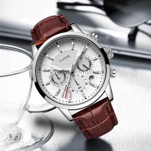 LIGE New Mens Watches Top Brand Luxury Quartz Watches Men Clock Waterproof Chronograph Leather Sports Watches Relogio Masculino
