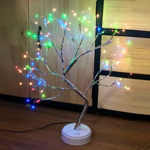 Copper Wire Bedroom Indoor Decor Light Romantic Fire Tree Shape LED Table Lamp Children Bedroom Cute Night Lamp Birthday Gifts