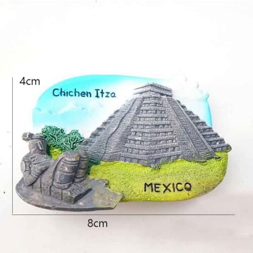 Mexico 1Pcs hot Chichen Itza Fridge Magnets Travel Tourism Souvenirs 3D Handmade Refrigerator Magnetic Sticker Home Decor Gift