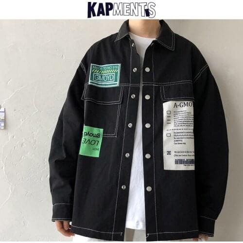 KAPMENTS Streetwear Pockets Shirts Long Sleeve For Men 2020 Man Japan Style Harajuku Shirt Male Korean Fashions Hip Hop Clothing