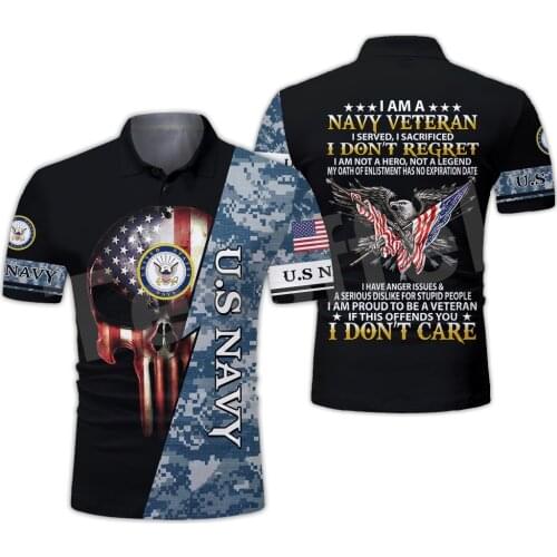 Tessffel NewFashion Eagle Navy Army Veteran Military Camo Harajuku 3DPrint Men/Women Summer Polo Shirts T-Shirt Short Sleeves A2