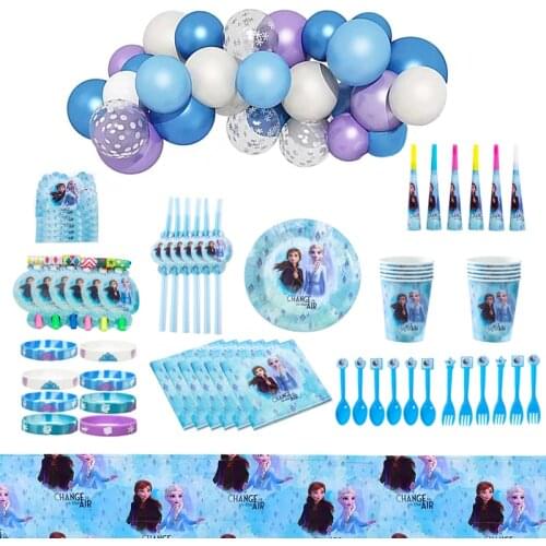 233Pcs Disney Frozen Birthday Party Decorations Disposable Tableware Balloon Set Cup Napkins Straw Decor For Kids Favor