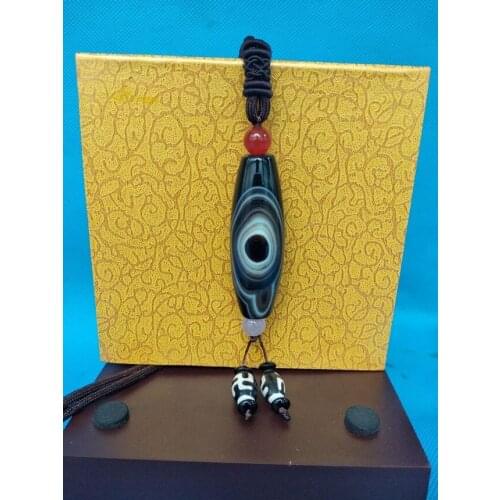 Nature Brown Tibetan Dzi eye Bead Amulet calcedony Beast eye Pendant necklace Ornaments