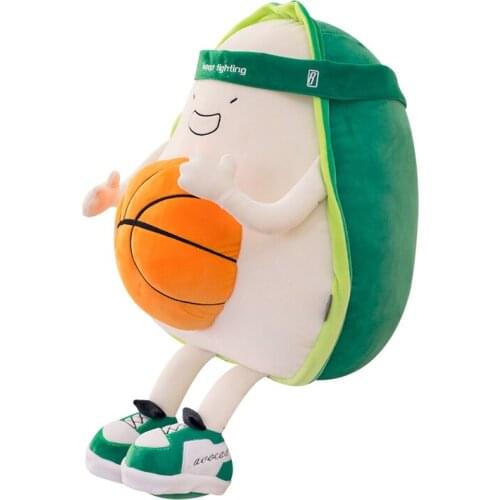 65cm New Avocado Plush Toys Cute Basketball Avocado Pillow Cushion Kawaii Fruit Sports Stuffed Doll For Children Birthday Gift