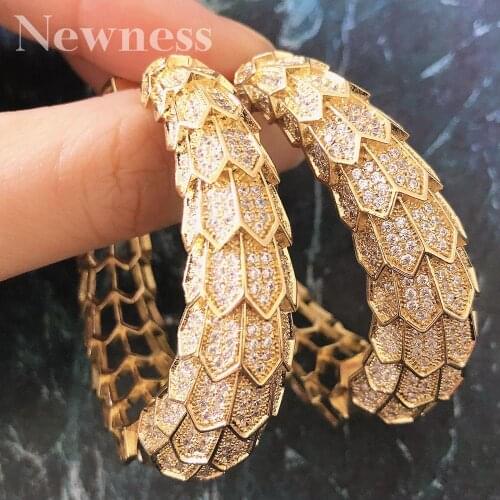 Newness Big Earrings For Women White Gold Ear Drops Copper Women High Quality Width Baguette Earring Fashion Jewelry