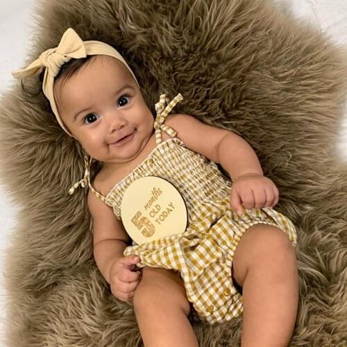 Toddler Baby Plaid Printing Bodysuit Infant Girls Square Collar Sleeveless Plaid Bodysuit + Headband 2pcs Set