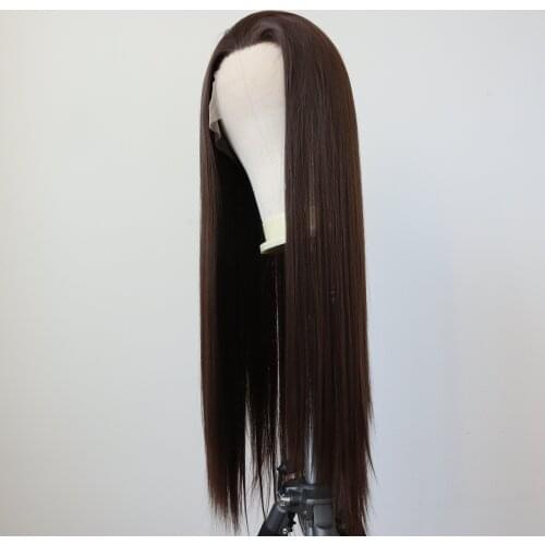Brown Synthetic Wigs for Women Heat Resistant Fiber Hair Long Straight Synthetic Lace Front Womens Wigs