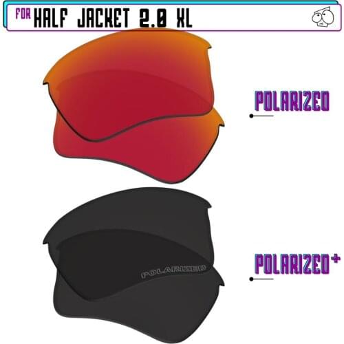 EZReplace Polarized Replacement Lenses for - Oakley Half Jacket 2.0 XL Sunglasses - Black P Plus-Red P