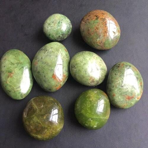 Natural mineral crystal stone Green opal palm stone Play for healing