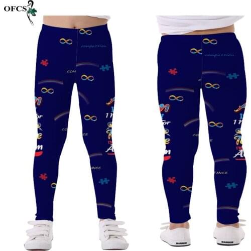 Retail Hot Girls Leggings High Elastic Teenagers 3D Computer Printing Pants Skinny Trousers Colorful Pattern Childrens Clothes