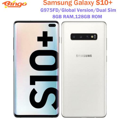Samsung Galaxy S10+ S10 Plus G975FD Dual SIM Unlocked Mobile Phone Exynos 9820 Octa Core 6.4" 16MP&Dual 12MP 8GB&128GB ROM NFC